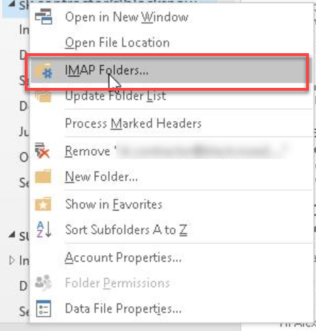 IMAP Folders option
